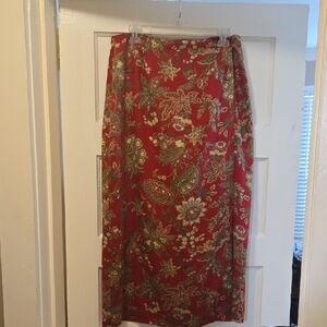 Talbots Red Floral Midi Skirt